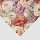 ワインレッドとクリーム色の春の花のブライズシャワー 薄葉紙 (詳細)