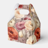 ワインレッドとクリーム色の春の花を飾った結婚式 フェイバーボックス (裏面サイド)