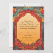 ワインレッドとグリーンのディワリ・ラディアンス 招待状 (裏面)