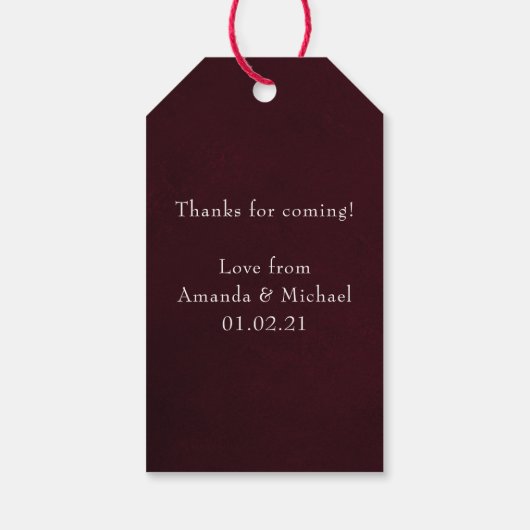 ワインレッドとコーラルピンクのダイヤモンド フラワー モノグラム ギフトタグ (裏面)