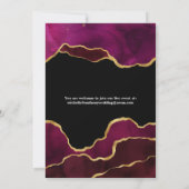 ワインレッドとゴールドのアゲート石を使用した結婚式のゲストリスト縮小のお知らせ 案内状 (裏面)