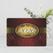 ワインレッドとゴールドのクラス・オブ・2026 招待状 (スタンド正面)