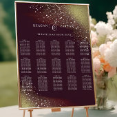ワインレッドとゴールドのグリッターが輝く結婚式のゲスト座席表 ポスター