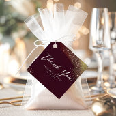 ワインレッドとゴールドのグリッターウェディングサンクス フェイバータグ