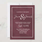 ワインレッドとゴールドのグリッター ポケット ウェディング 招待状 (正面)