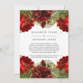 ワインレッドとゴールドのヴィンテージスタイル ゲストリスト縮小のお知らせ 案内状 (正面)