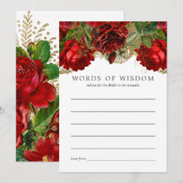 ワインレッドとゴールドのヴィンテージ ブライダルシャワー アドバイス 招待状