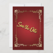 ワインレッドとゴールドの3Dテキストエフェクト　保存日付のお知らせ 招待状 (裏面)