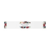 ワインレッドとソフトピンクとブルーの花の結婚式 招待状ベリーバンド (フラット)