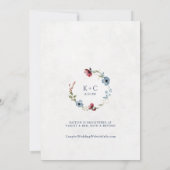 ワインレッドとダスティーブルーの野生の花のブライズシャワー 招待状 (裏面)