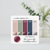 ワインレッドとネイビーのクラシックな結婚式のカラーパレットカード 招待状 (スタンド正面)