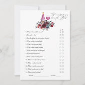 ワインレッドとネイビーのワイン試飲 ブライダルシャワーゲーム 招待状 (正面)