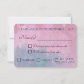 ワインレッドとネイビーの結婚式出欠確認カード（食事オプション付き） 出欠カード (裏面)