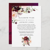 ワインレッドとバラとソフトピンクの色合いに、結婚式のゲスト数を減らして。 案内状 (正面/裏面)