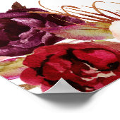 ワインレッドとバラの花のプリンセスシャワー写真小道具 ポスター (角)