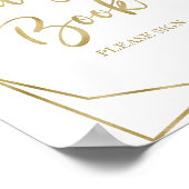 ワインレッドとバラ色の花のゲストブックサイン ポスター (角)