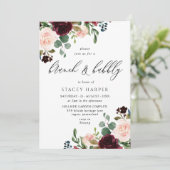 ワインレッドとピンクのブライダルシャワーブランシュ＆バブル 招待状 (スタンド正面)