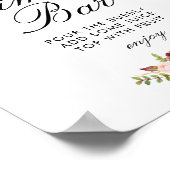 ワインレッドとピンクのブライダルシャワーミモザバーの看板 ポスター (角)