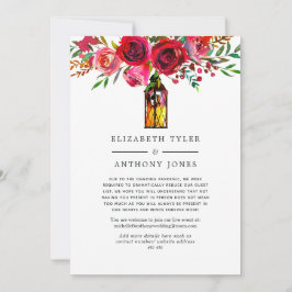 ワインレッドとピンクの結婚式　縮小したゲストリスト 案内状