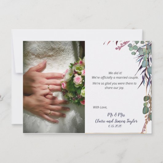 ワインレッドとピンクの野生の花の感謝カード (裏面)