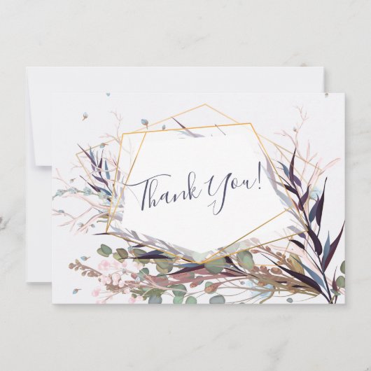 ワインレッドとピンクの野生の花の感謝カード (正面)