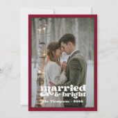 ワインレッドとフォレストグリーンの新婚夫婦のクリスマス シーズンカード (正面)