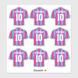 ワインレッドとブルーのサッカーユニフォーム シール