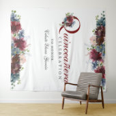 ワインレッドとブルーの花のキンチェアラ写真用背景 タペストリー (インサイチュ(横))