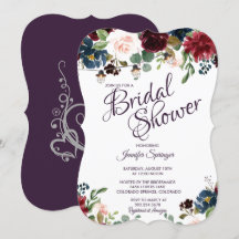 ワインレッドとブルーの英国風花の花嫁のシャワー