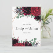 ワインレッドとブロンズのセット9 保存日付のお知らせ 招待状 (スタンド正面)