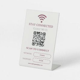 ワインレッドとベージュのミニマリストカスタムWi-Fi 台座サイン