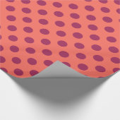 ワインレッドと生きているサンゴ水玉模様 ラッピングペーパー (角)