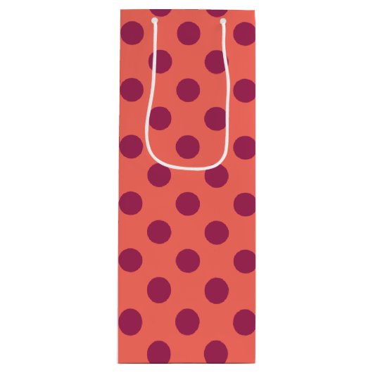 ワインレッドと生きているサンゴ水玉模様 ワインギフトバッグ (正面)