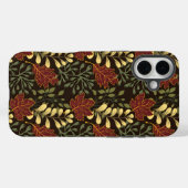 ワインレッドと黄色のオークの葉の秋のパターン Case-Mate iPhoneケース (裏面 (横))