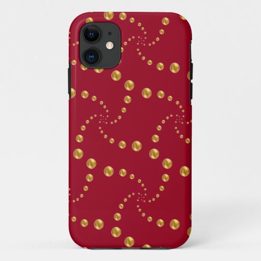 ワインレッドにゴールドのドット Case-Mate iPhoneケース (裏面)