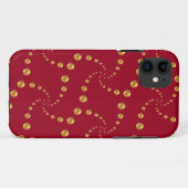 ワインレッドにゴールドのドット Case-Mate iPhoneケース (裏面(横))