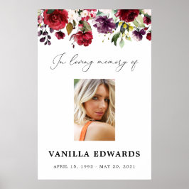 ワインレッドのお別れの会看板、写真看板 ポスター