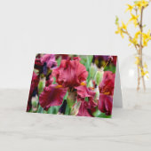 ワインレッドのアイリス花のグリーティングカード（中身は空白） カード (黄色い花)