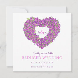 ワインレッドのイニシャル入りのチューリップ　ハート　縮小　結婚式 案内状