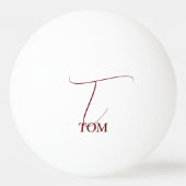 ワインレッドのイニシャル入り 卓球ボール (裏面)