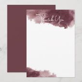 ワインレッドのインクウォッシュの感謝カード サンキューカード (正面/裏面)