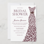 ワインレッドのエレガンスドレス ブライダルシャワー 招待状 (正面)