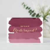 ワインレッドのオンブル水彩画を私のウェディングパーティに 招待状 (スタンド正面)