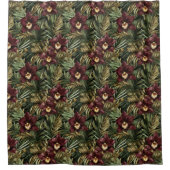 ワインレッドのオーキッドの花のトロピカルな香り シャワーカーテン (正面)