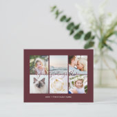 ワインレッドのカスタマイズされた6枚の写真 ユニバーサルグリーティング ポストカード (スタンド正面)