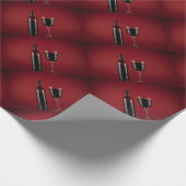 ワインレッドのガラスビン ラッピングペーパー (角)