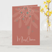 ワインレッドのクリスマス休暇の抽象的な花柄 カード (黄色い花)