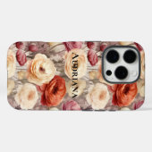 ワインレッドのクリーム色の春の花 Case-Mate iPhoneケース (裏面 (横))