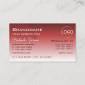 ワインレッドのグラデーションのパームリーフとロゴプロフェッショナル 名刺 (裏面)