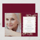 ワインレッドのグリーンライフセレブレーション フォト 招待状 (正面/裏面)